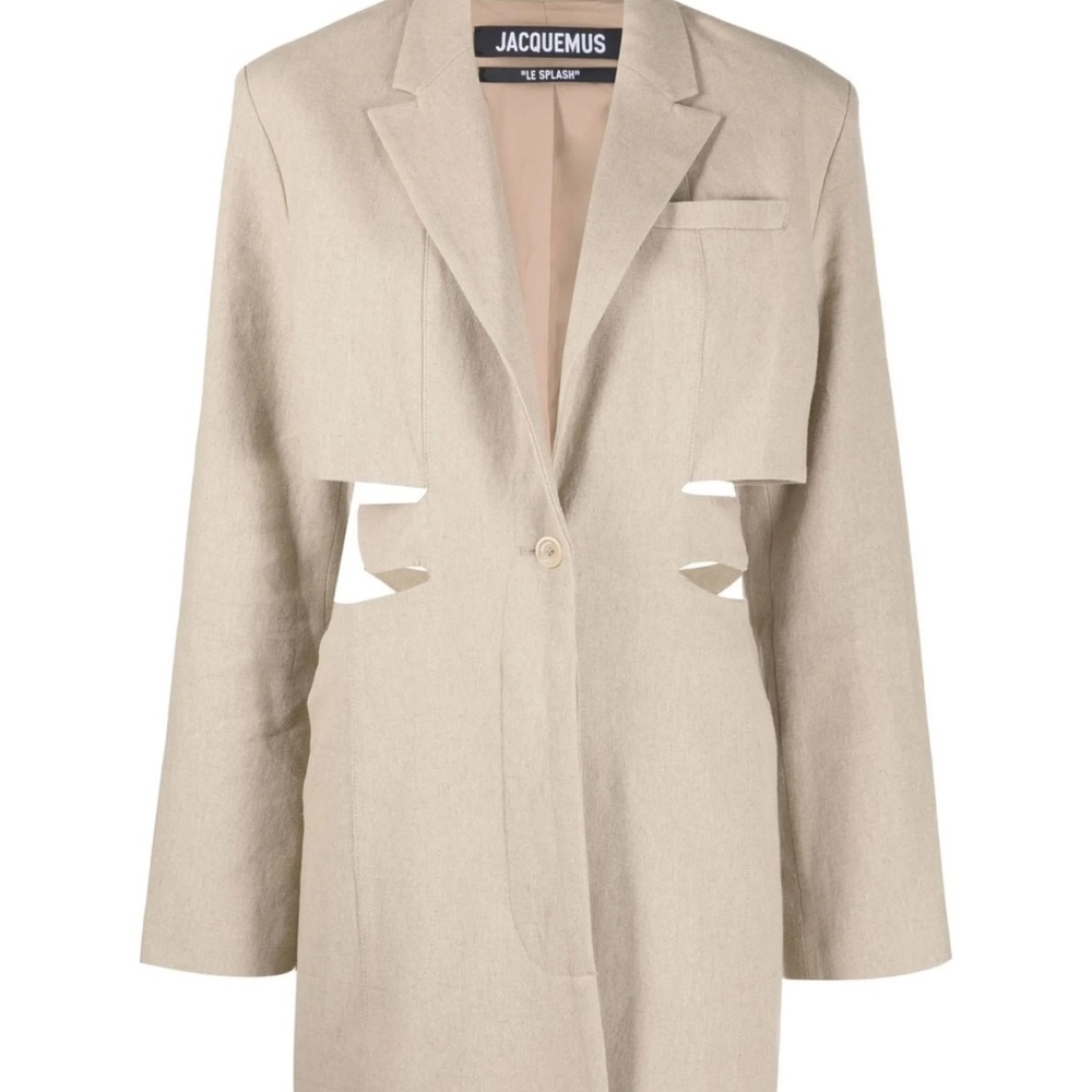 Brand New Jacquemus Beige Cut-Out Blazer Dress